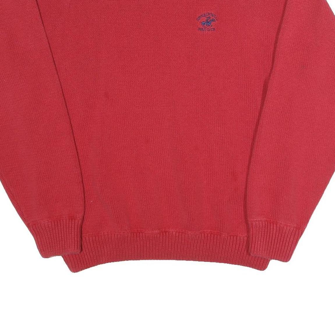 BEVERLY HILLS POLO CLUB Mens Red Cotton Plain Crew Neck Basic Knit L Jumper