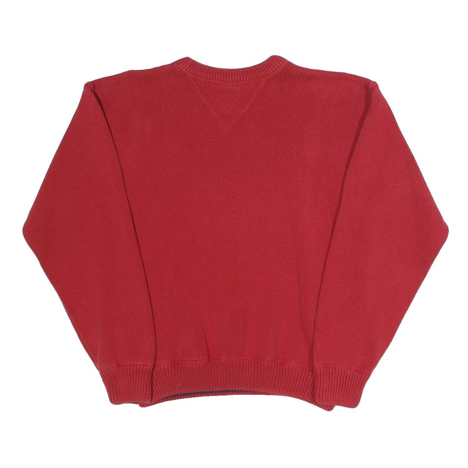 BEVERLY HILLS POLO CLUB Mens Red Cotton Plain Crew Neck Basic Knit L Jumper