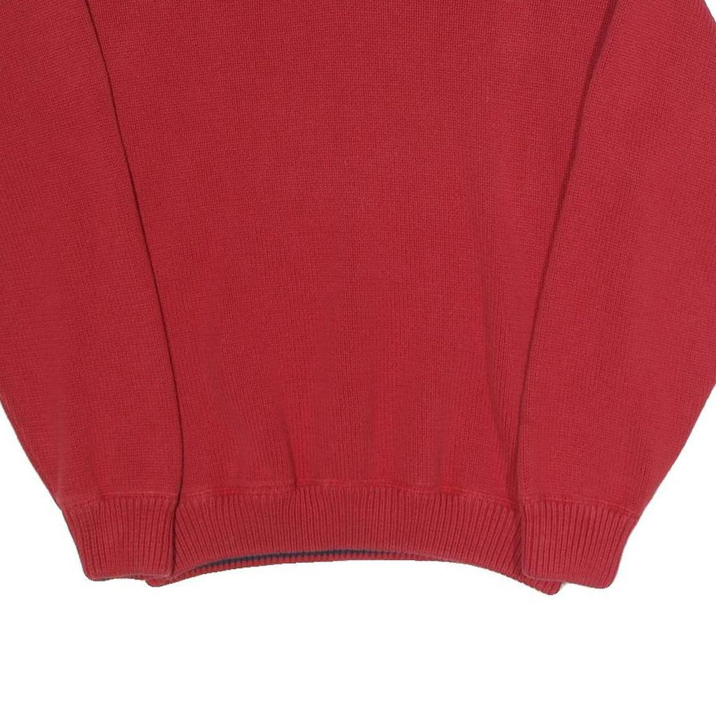 BEVERLY HILLS POLO CLUB Mens Red Cotton Plain Crew Neck Basic Knit L Jumper
