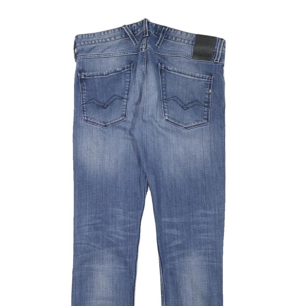 REPLAY Mens Slim Blue Denim Light W33 L31 Zip Jeans Authentic Stylish Comfort