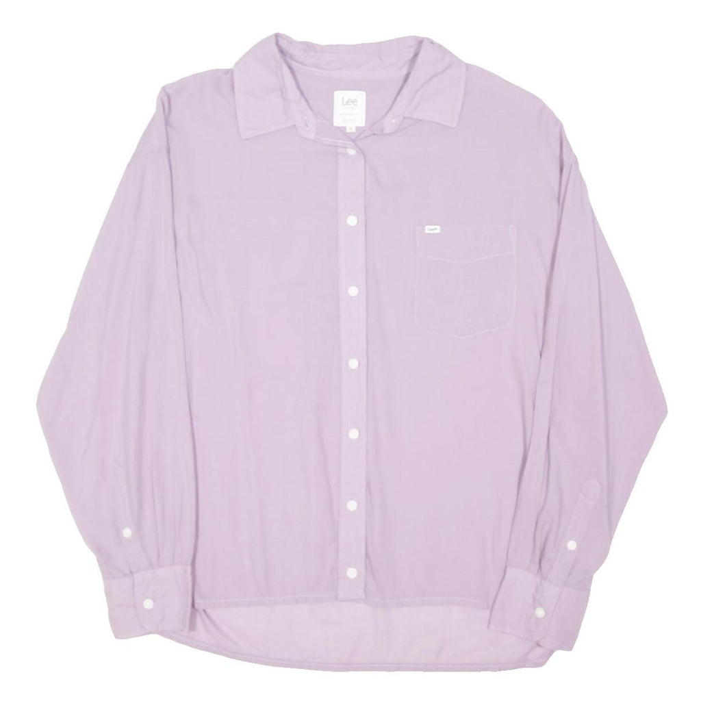 LEE Womens Purple Shirt XS Casual Cotton Blend Long Sleeve Button Front
