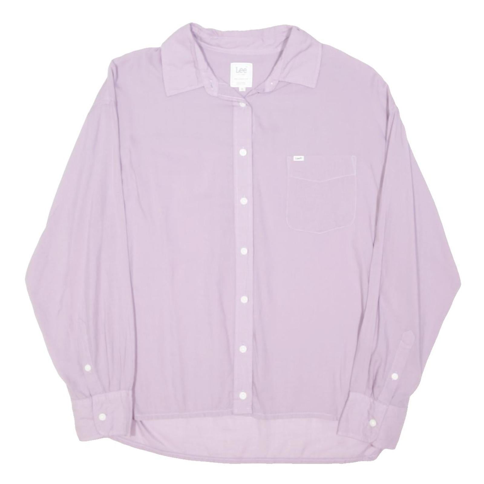LEE Womens Purple Shirt XS Casual Cotton Blend Long Sleeve Button Front
