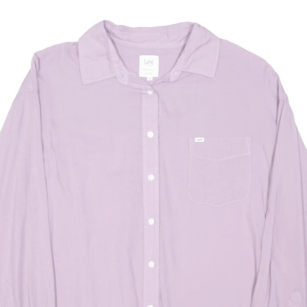 LEE Womens Purple Shirt XS Casual Cotton Blend Long Sleeve Button Front