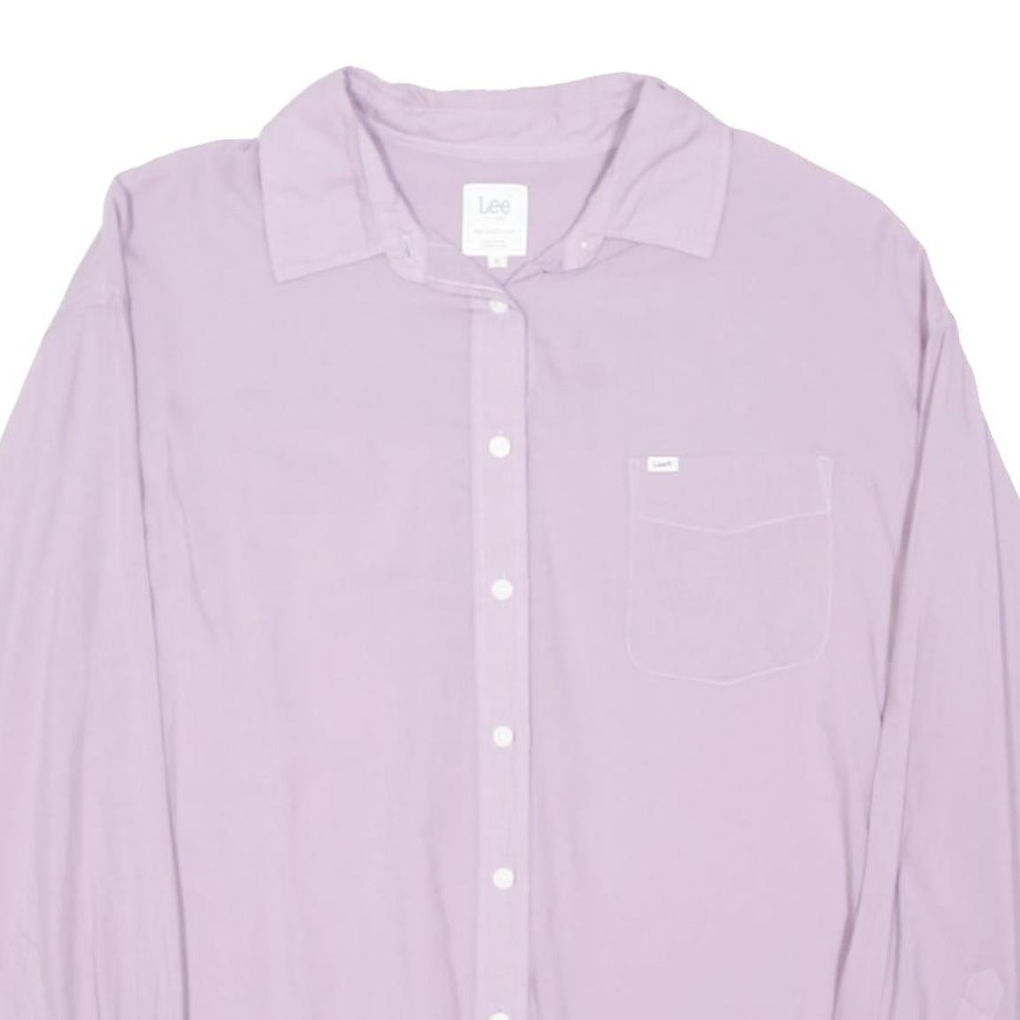 LEE Womens Purple Shirt XS Casual Cotton Blend Long Sleeve Button Front