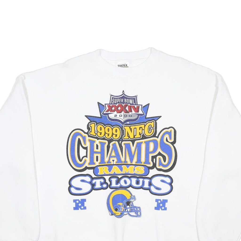 TULTEX Mens White 1999 NFC Champs St Louis Rams Crew Neck XL Football Sweatshirt