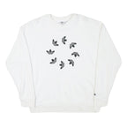ADIDAS Womens White Cotton Blend Crew Neck UK 10 Sweatshirt Logo Print