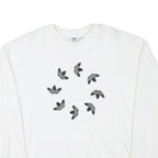 ADIDAS Womens White Cotton Blend Crew Neck UK 10 Sweatshirt Logo Print