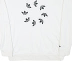ADIDAS Womens White Cotton Blend Crew Neck UK 10 Sweatshirt Logo Print