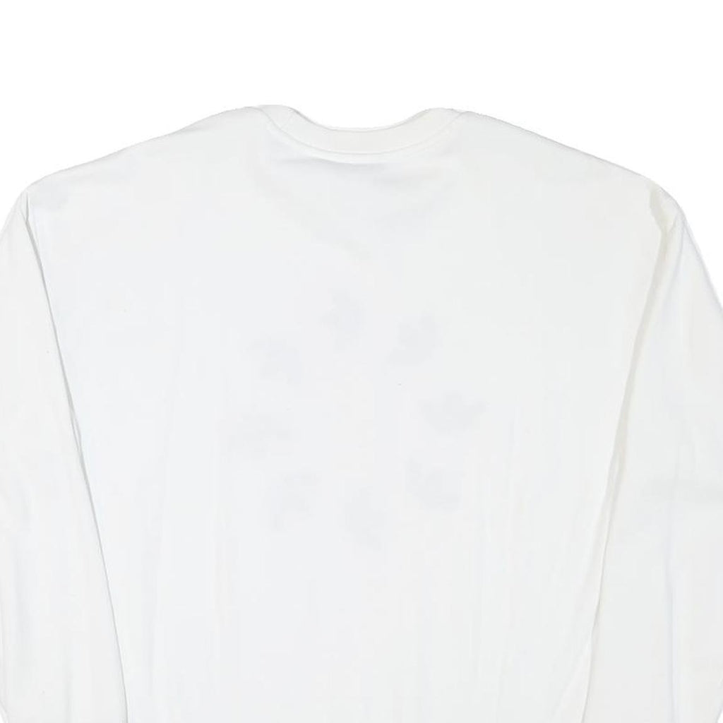 ADIDAS Womens White Cotton Blend Crew Neck UK 10 Sweatshirt Logo Print