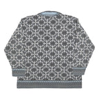 RASPBERRY Womens Grey & Blue Zip Neck L Fair Isle Knit Sweatshirt