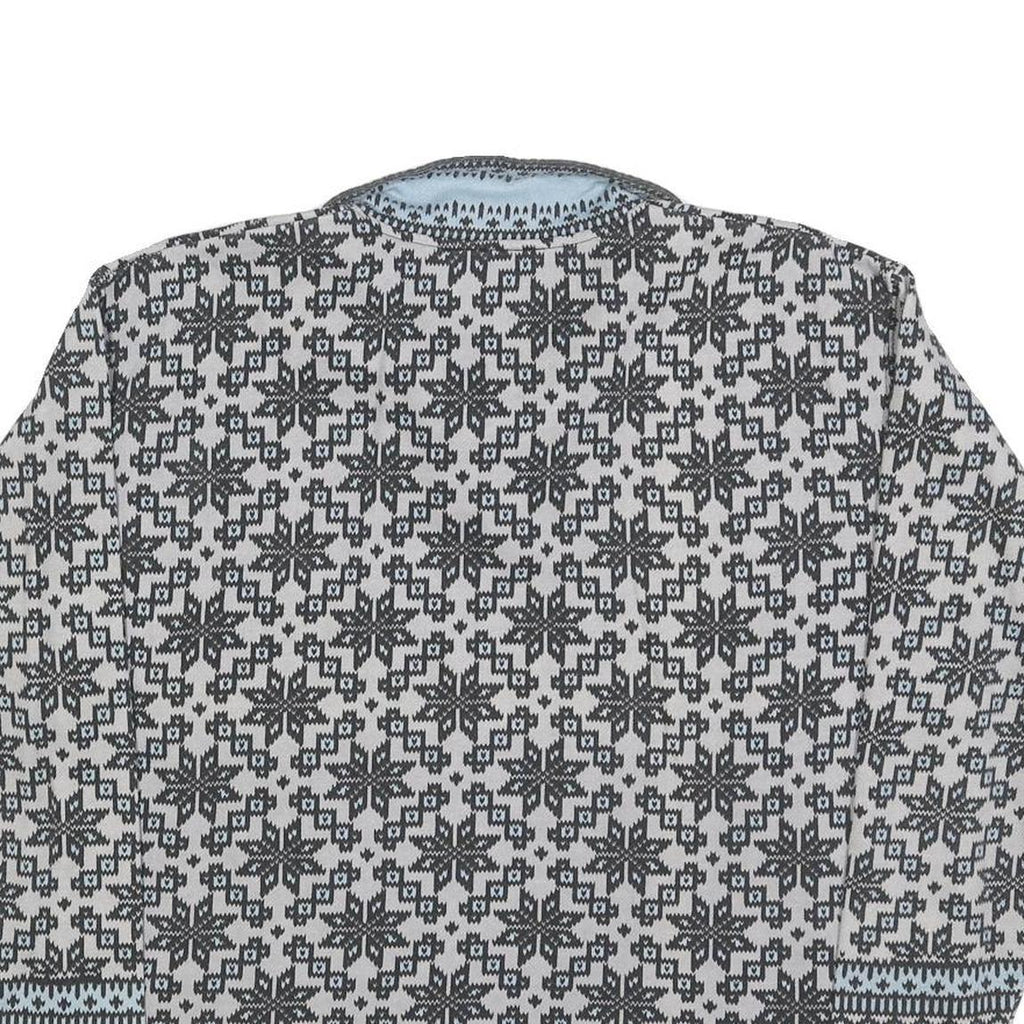 RASPBERRY Womens Grey & Blue Zip Neck L Fair Isle Knit Sweatshirt