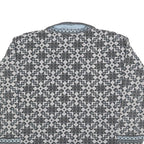 RASPBERRY Womens Grey & Blue Zip Neck L Fair Isle Knit Sweatshirt