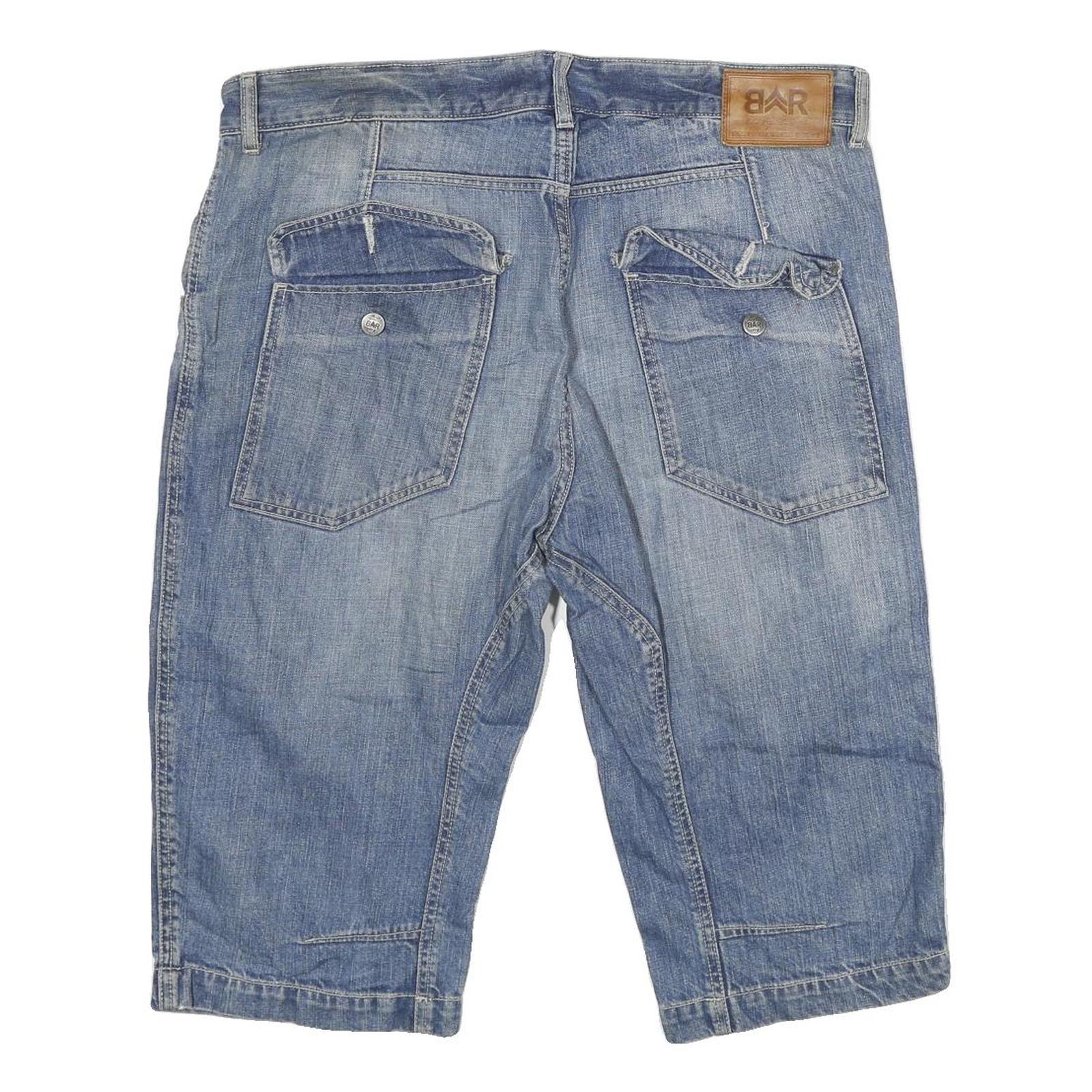 BAR Mens Denim Blue Cotton Blend Casual Shorts 2XL W36 Comfortable Fit