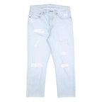 LEVI'S 501 Womens Regular Fit Straight Denim Light Blue Distressed W30 L26