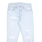 LEVI'S 501 Womens Regular Fit Straight Denim Light Blue Distressed W30 L26