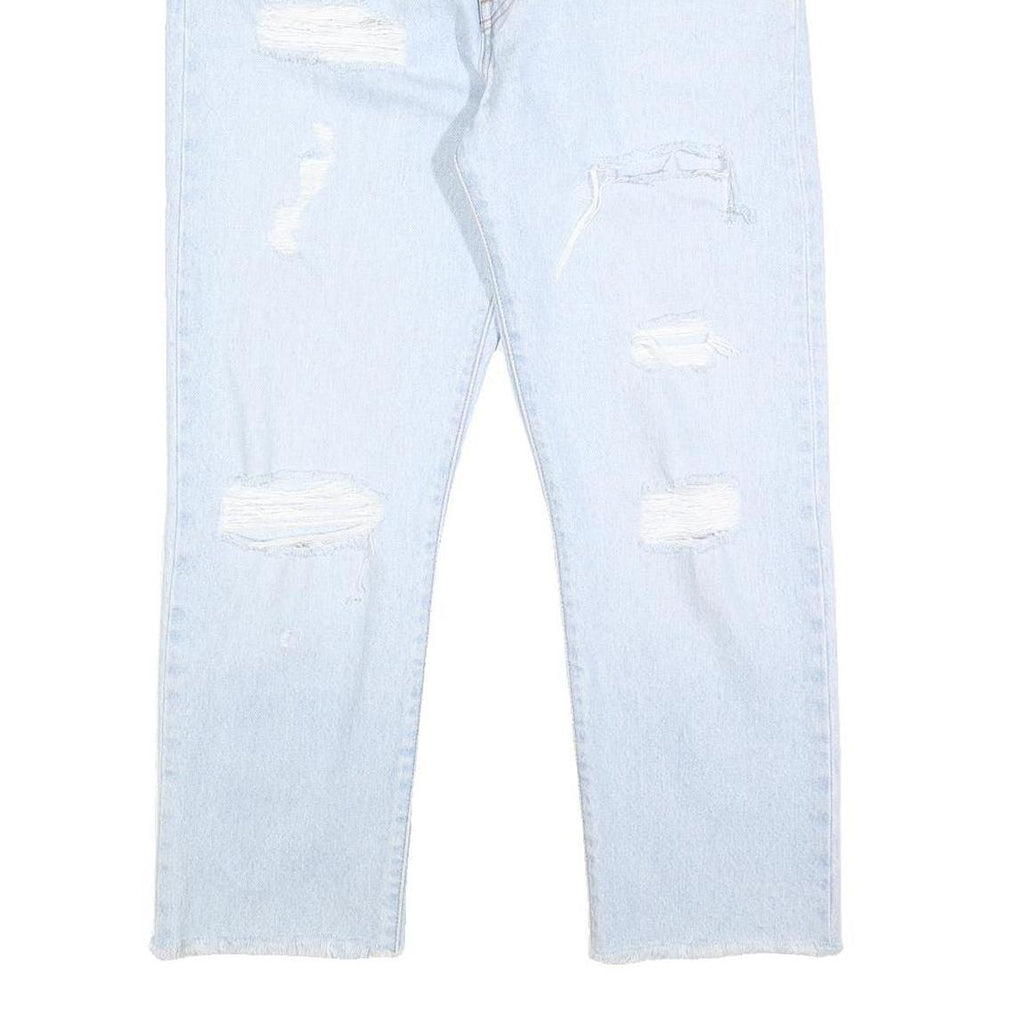 LEVI'S 501 Womens Regular Fit Straight Denim Light Blue Distressed W30 L26