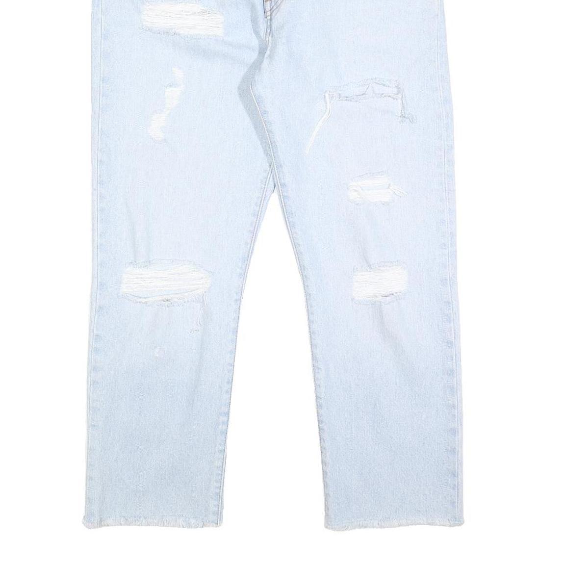 LEVI'S 501 Womens Regular Fit Straight Denim Light Blue Distressed W30 L26