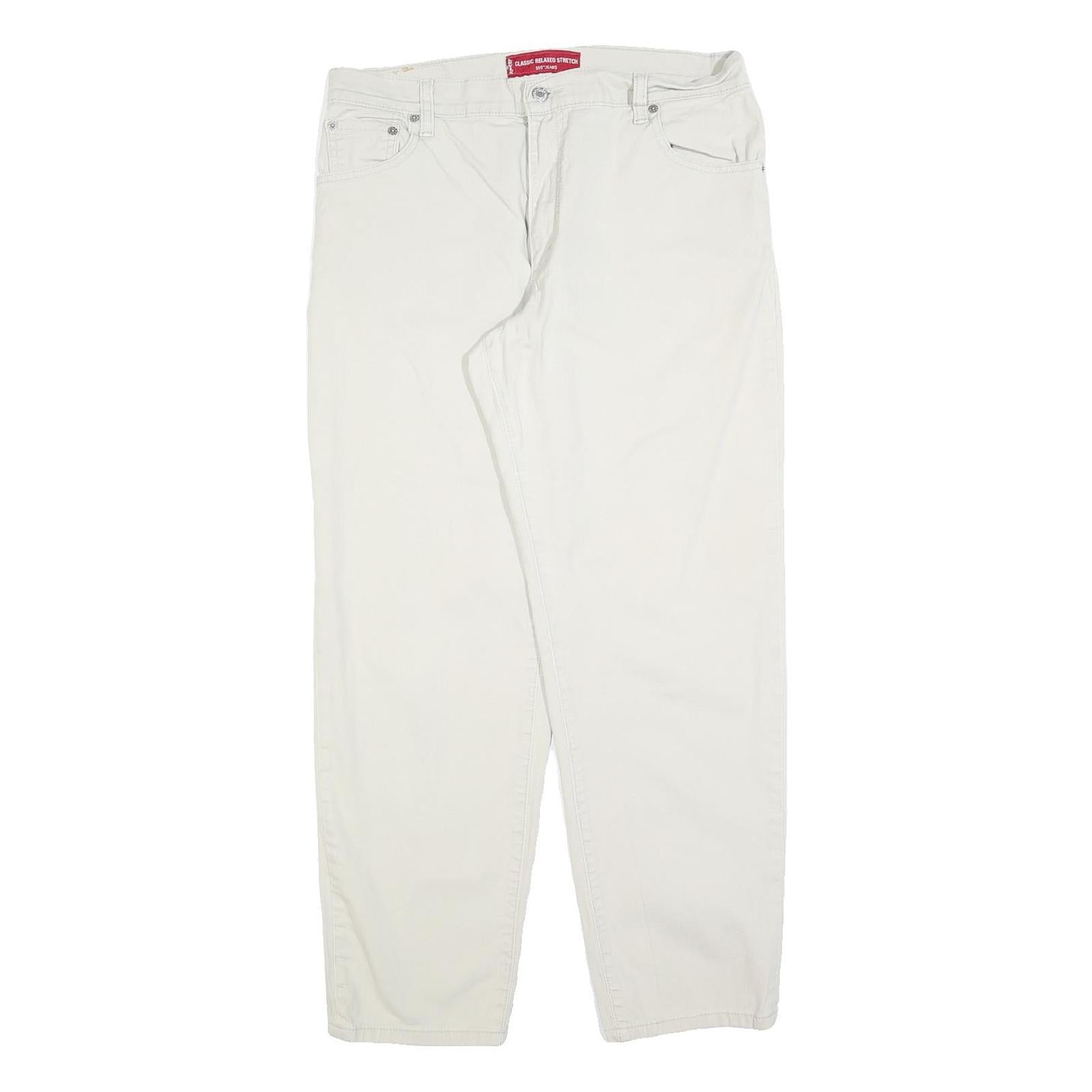 LEVI'S Womens Cotton Blend White Relaxed Straight Trousers W32 L30 Classic Style