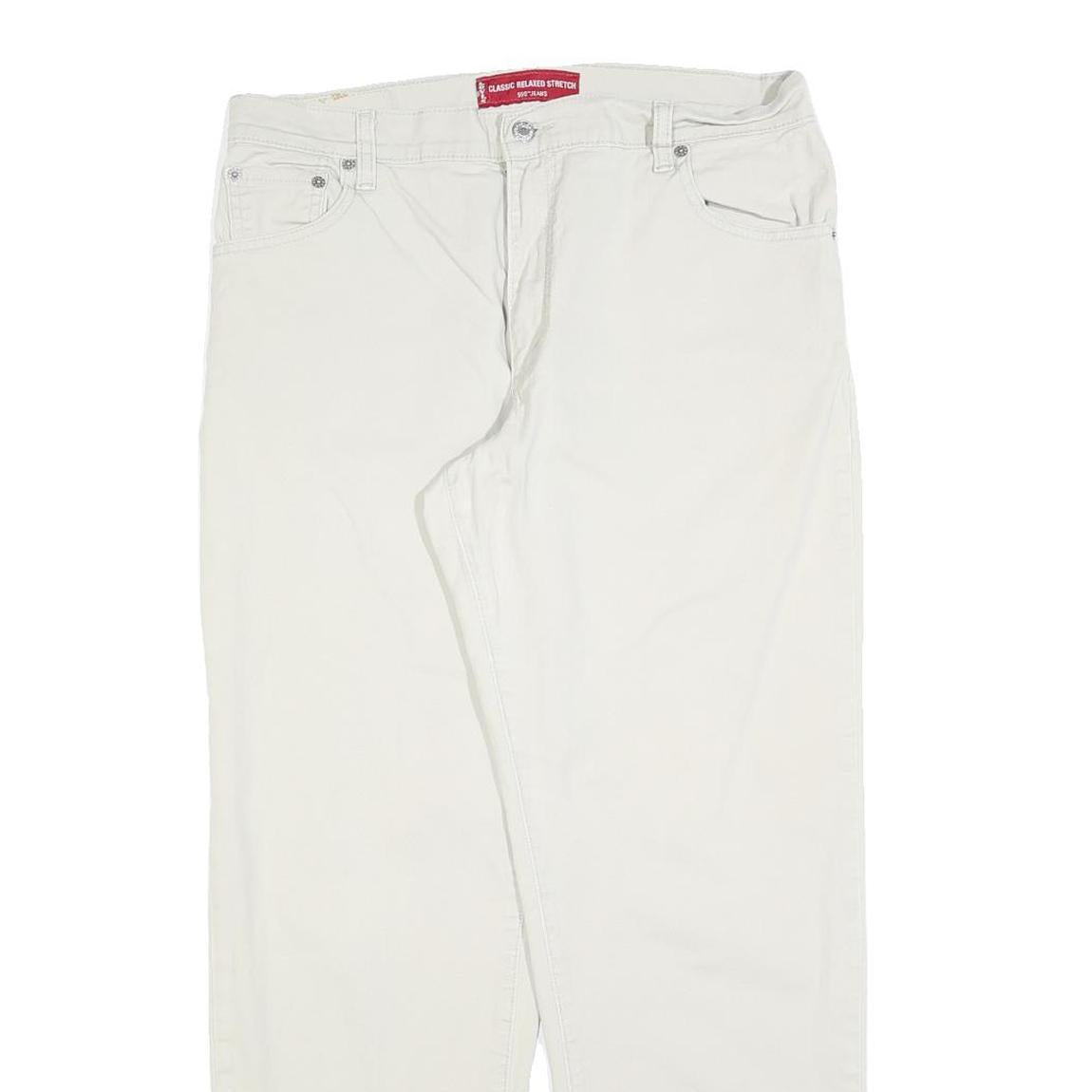 LEVI'S Womens Cotton Blend White Relaxed Straight Trousers W32 L30 Classic Style