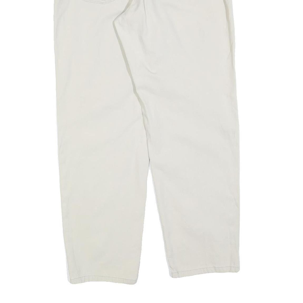 LEVI'S Womens Cotton Blend White Relaxed Straight Trousers W32 L30 Classic Style