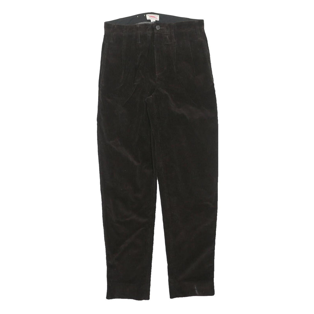 WALLACE & BARNES Mens Regular Fit Black Corduroy Trousers W30 L32 Classic Zip