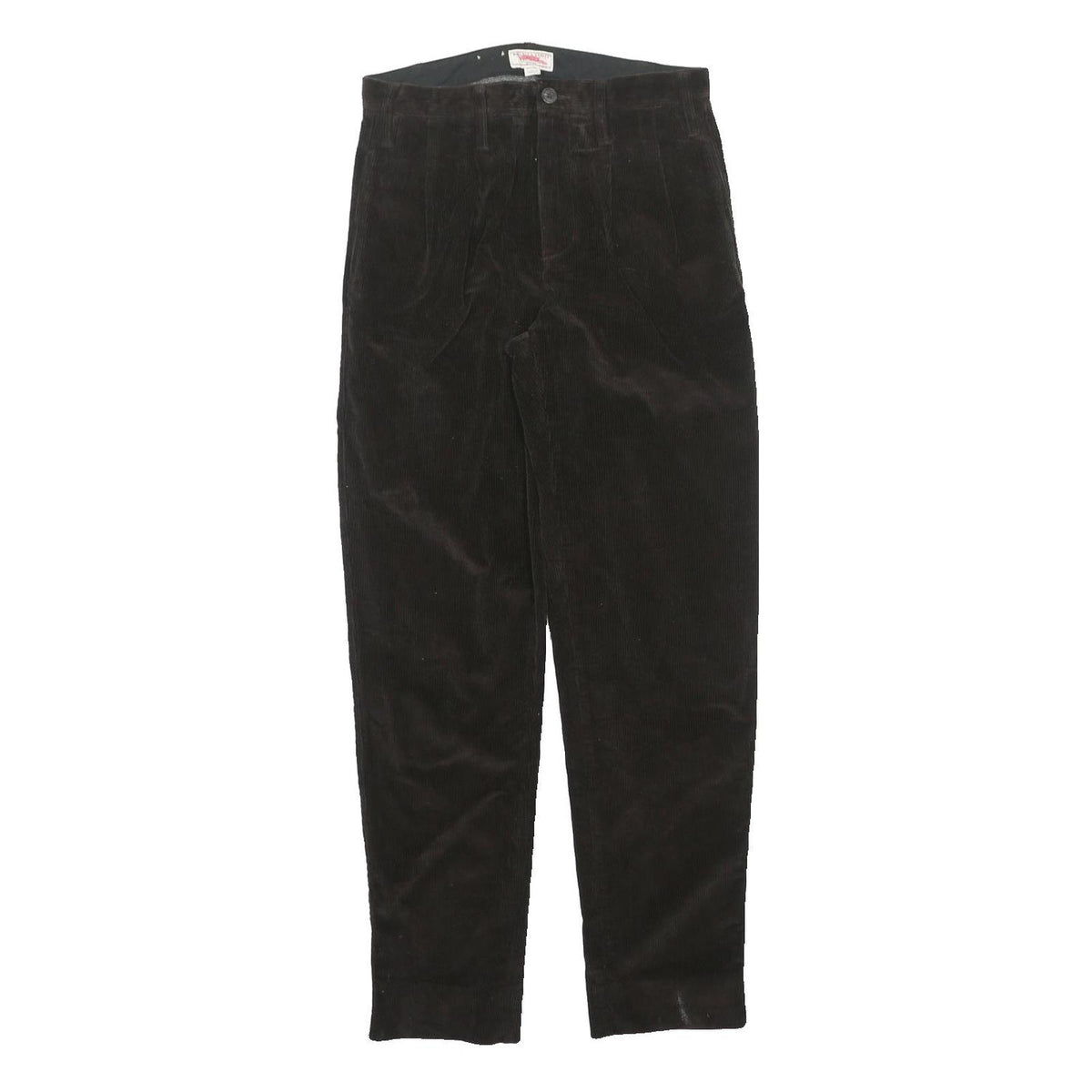 WALLACE & BARNES Mens Regular Fit Black Corduroy Trousers W30 L32 Classic Zip