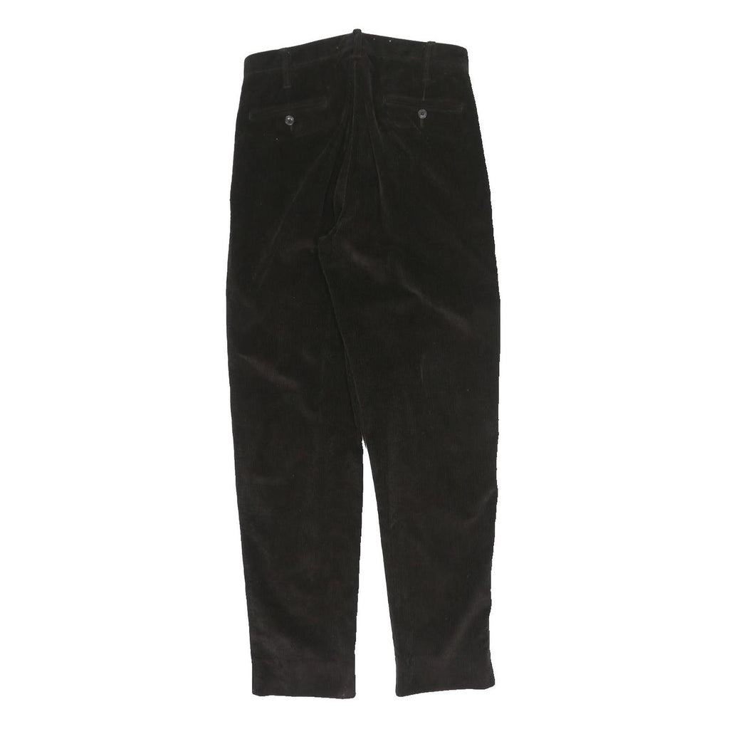 WALLACE & BARNES Mens Regular Fit Black Corduroy Trousers W30 L32 Classic Zip