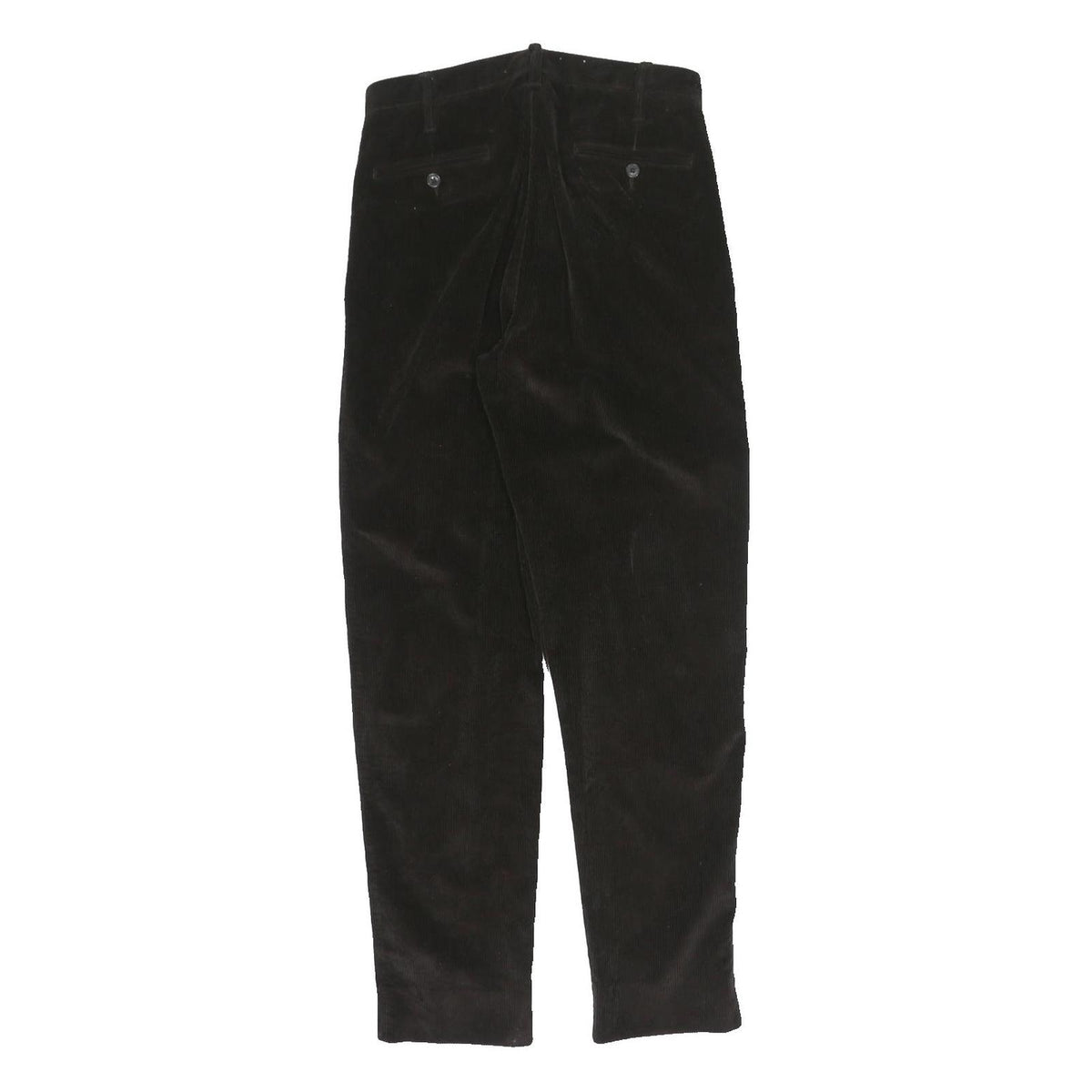 WALLACE & BARNES Mens Regular Fit Black Corduroy Trousers W30 L32 Classic Zip
