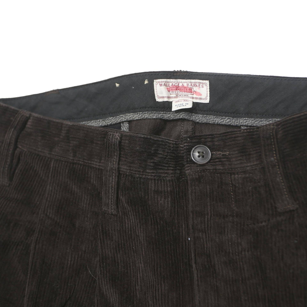 WALLACE & BARNES Mens Regular Fit Black Corduroy Trousers W30 L32 Classic Zip