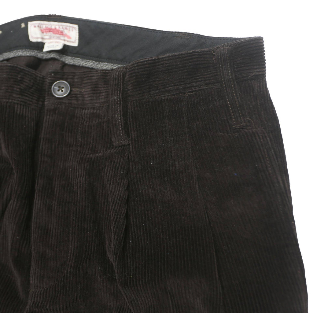 WALLACE & BARNES Mens Regular Fit Black Corduroy Trousers W30 L32 Classic Zip