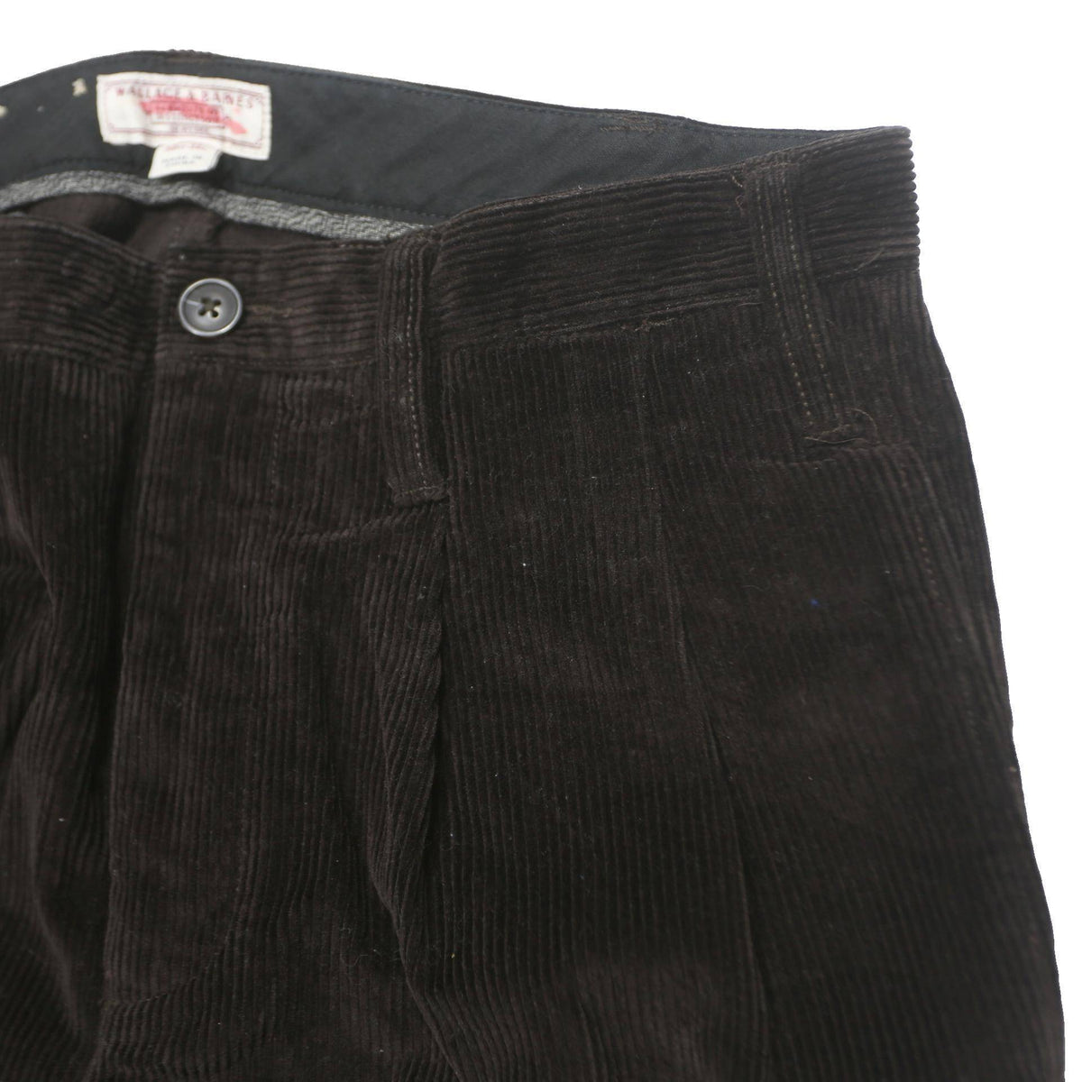 WALLACE & BARNES Mens Regular Fit Black Corduroy Trousers W30 L32 Classic Zip
