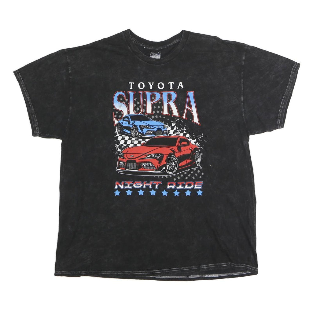 TOYOTA Mens Black Cotton Supra Graphic T-Shirt XL Short Sleeve Crew Neck Night