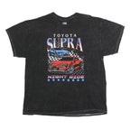 TOYOTA Mens Black Cotton Supra Graphic T-Shirt XL Short Sleeve Crew Neck Night