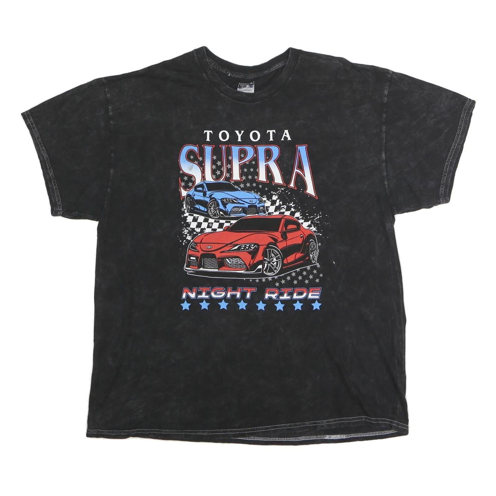 TOYOTA Mens Black Cotton Supra Graphic T-Shirt XL Short Sleeve Crew Neck Night