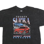 TOYOTA Mens Black Cotton Supra Graphic T-Shirt XL Short Sleeve Crew Neck Night