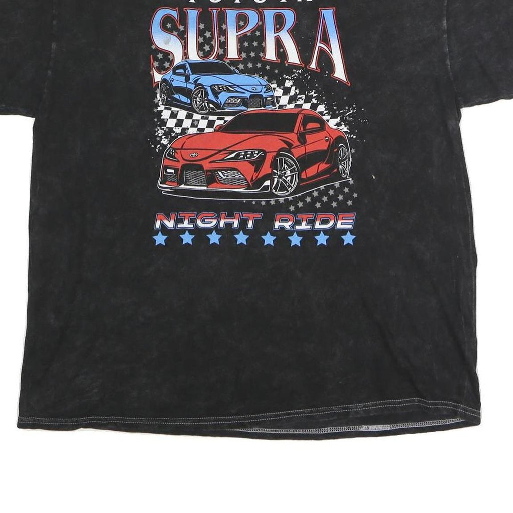 TOYOTA Mens Black Cotton Supra Graphic T-Shirt XL Short Sleeve Crew Neck Night