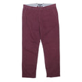 TOMMY HILFIGER Mens Cotton Blend Burgundy Regular Fit Trousers W38 L31 Casual