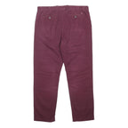 TOMMY HILFIGER Mens Cotton Blend Burgundy Regular Fit Trousers W38 L31 Casual