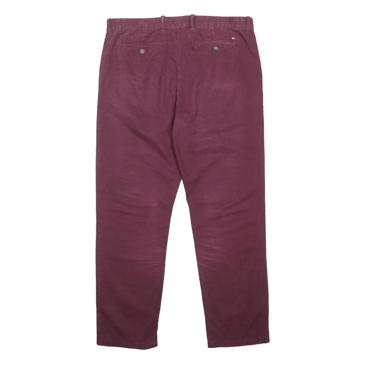 TOMMY HILFIGER Mens Cotton Blend Burgundy Regular Fit Trousers W38 L31 Casual