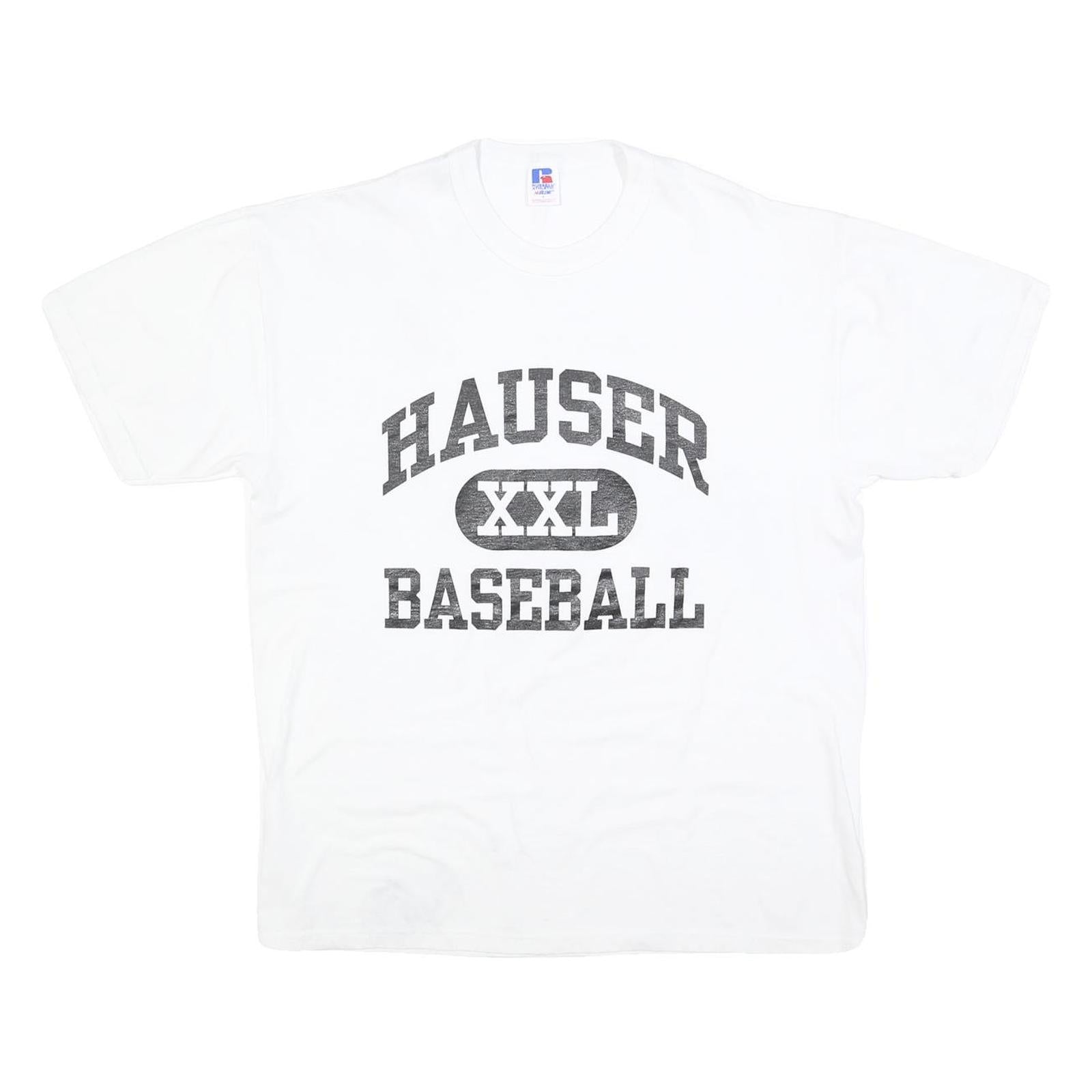 RUSSELL ATHLETIC Mens White Hauser Baseball Graphic T-Shirt L Short Sleeve Crew