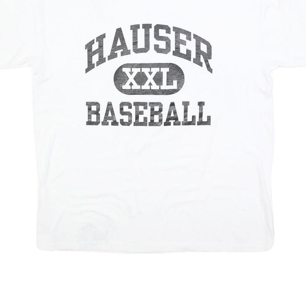 RUSSELL ATHLETIC Mens White Hauser Baseball Graphic T-Shirt L Short Sleeve Crew
