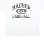 RUSSELL ATHLETIC Mens White Hauser Baseball Graphic T-Shirt L Short Sleeve Crew