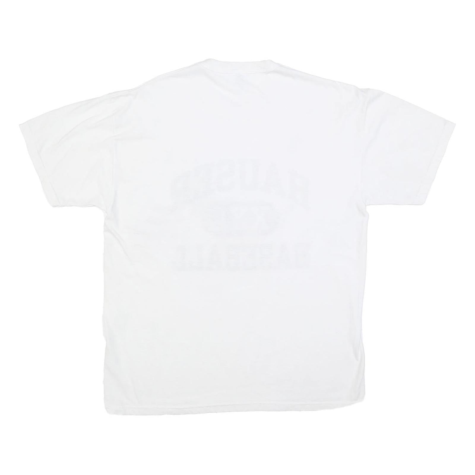 RUSSELL ATHLETIC Mens White Hauser Baseball Graphic T-Shirt L Short Sleeve Crew