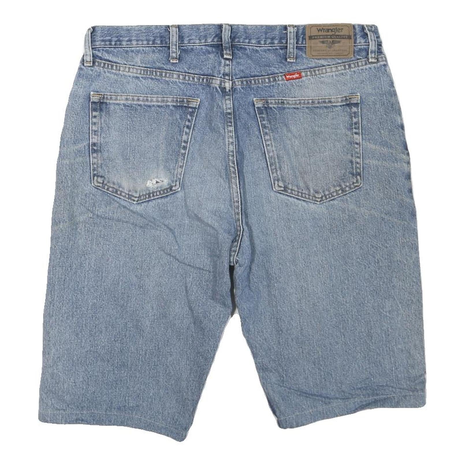 WRANGLER Mens Denim Blue Casual Shorts L W38 Cotton Blend Comfortable Fit