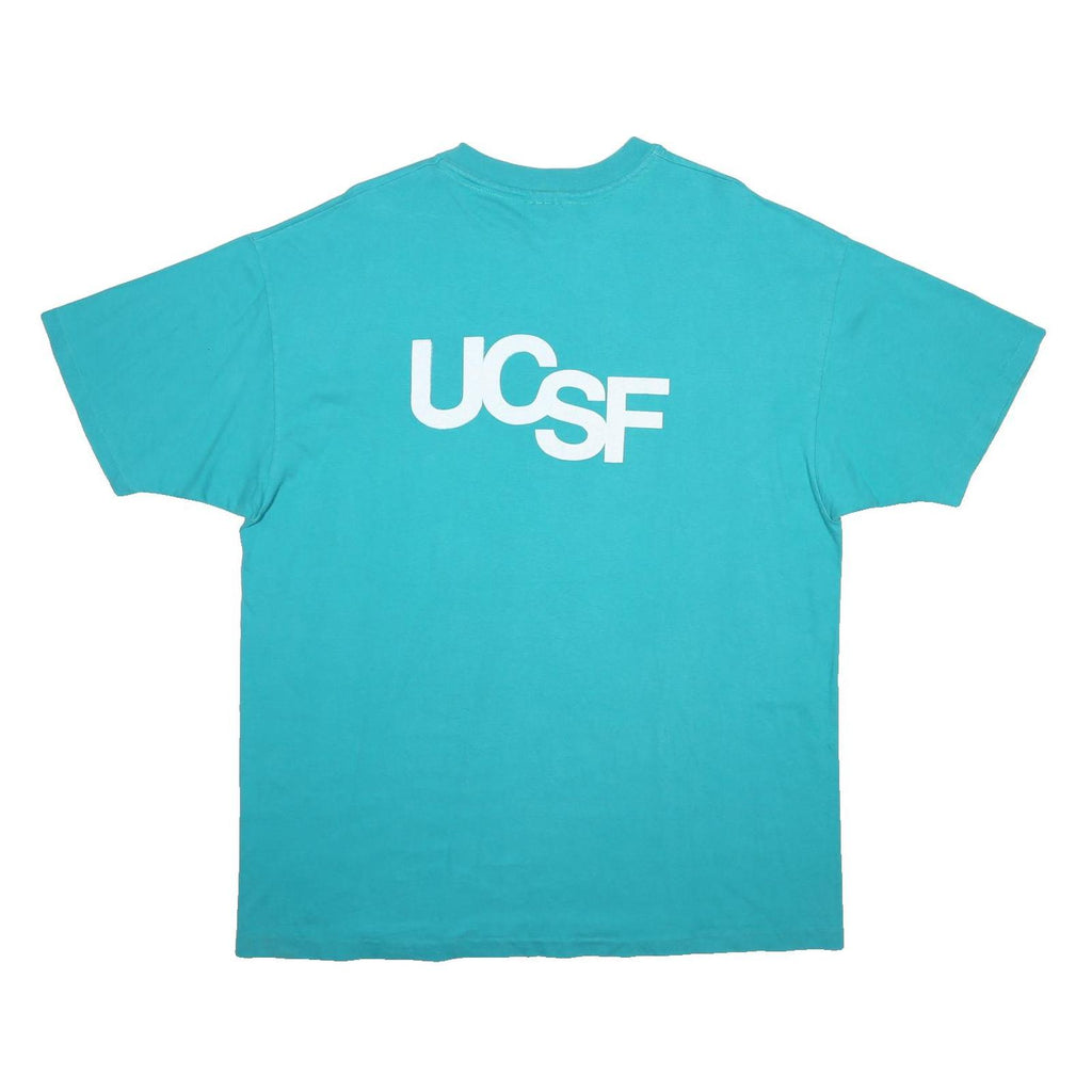 HANES Mens Blue UCSF AIDS Walk 1994 Graphic T-Shirt XL Short Sleeve Crew Neck
