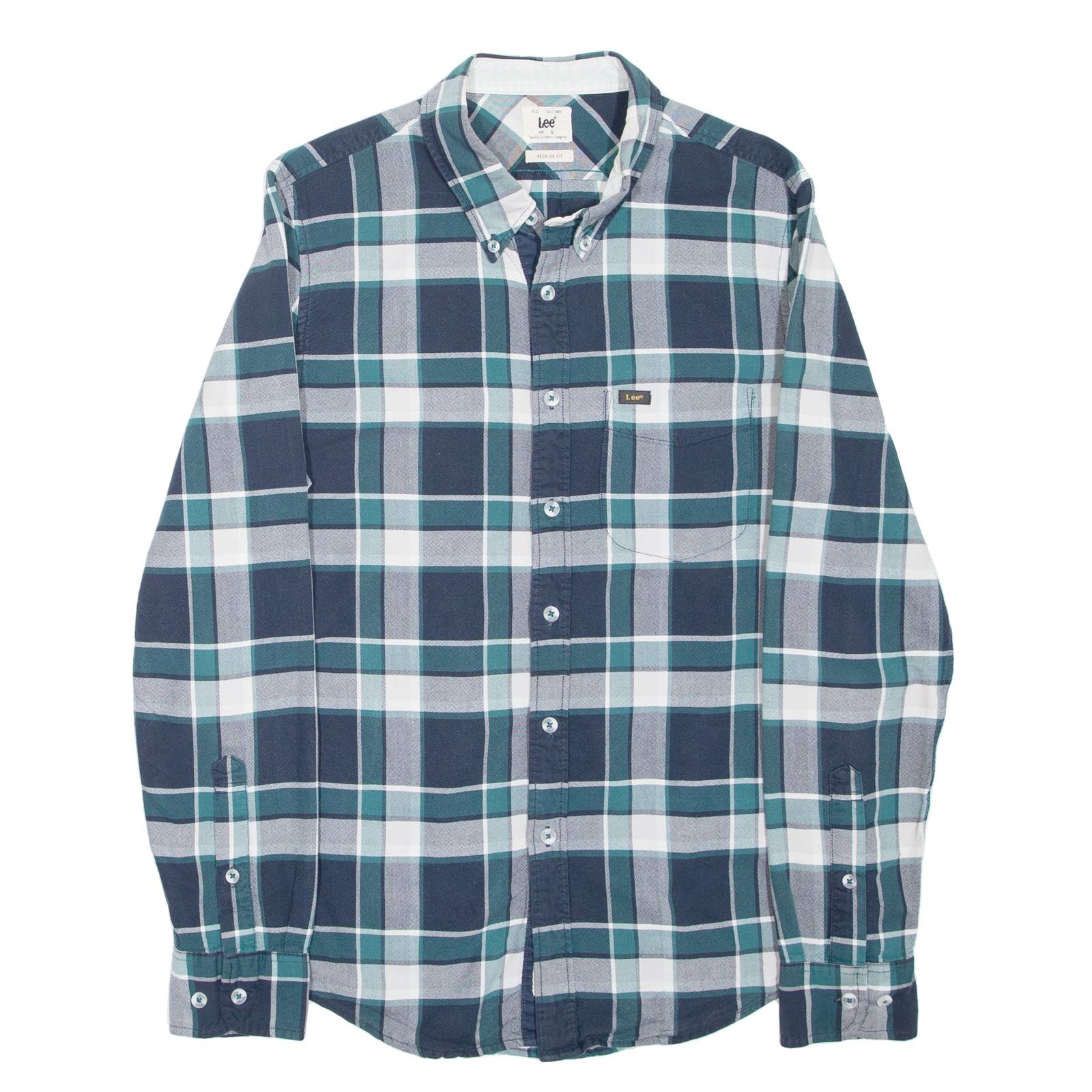 LEE Mens Shirt Blue Check Long Sleeve S