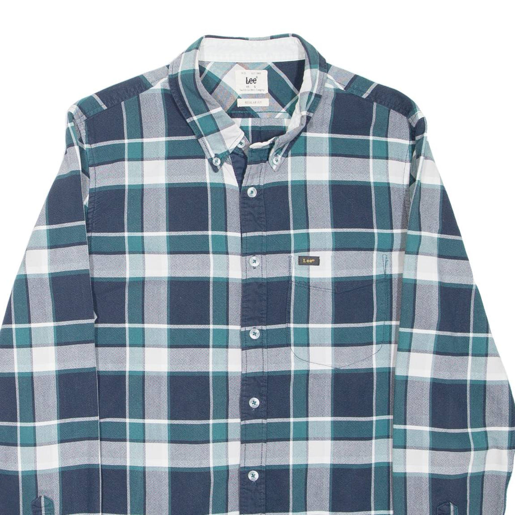 LEE Mens Shirt Blue Check Long Sleeve S