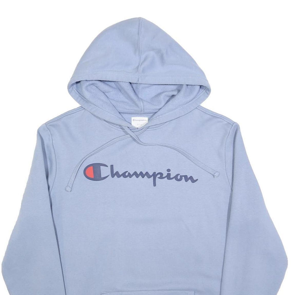 CHAMPION Mens Light Blue Hoodie S Classic Logo Cotton Blend Pullover