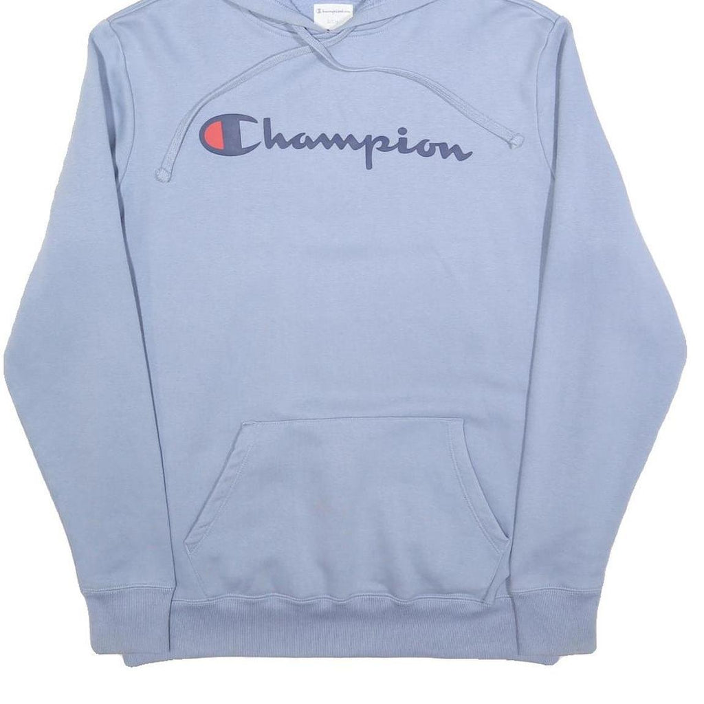 CHAMPION Mens Light Blue Hoodie S Classic Logo Cotton Blend Pullover