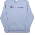CHAMPION Mens Light Blue Hoodie S Classic Logo Cotton Blend Pullover